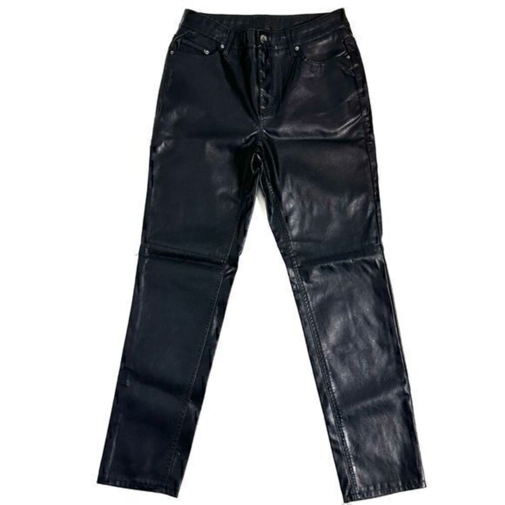 NWT Divided H&M Womens Black Faux Leather Leg Pants‎ Size 6